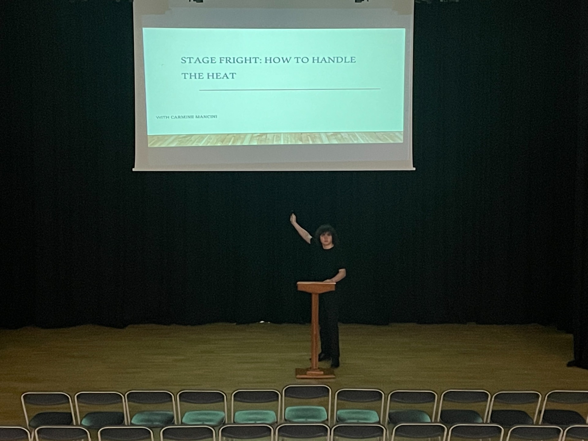 Mancini's public presentation on stage fright (2019)